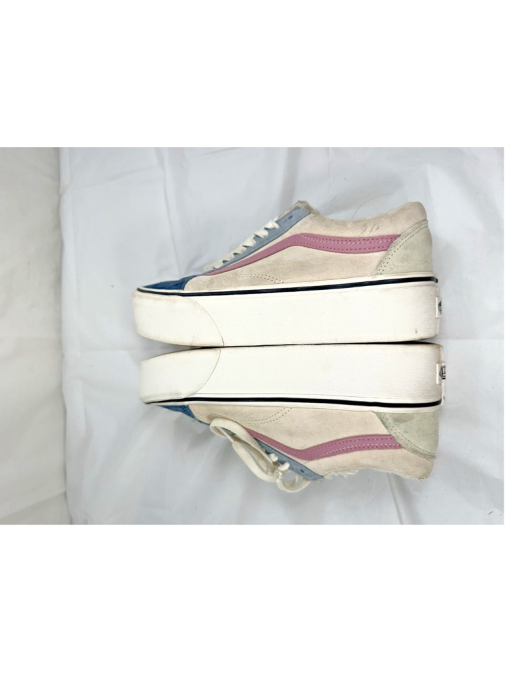 VANS Old Skool Sneakers Stackform Low Suede Sherpa White Blue size 8 - Picture 4 of 16